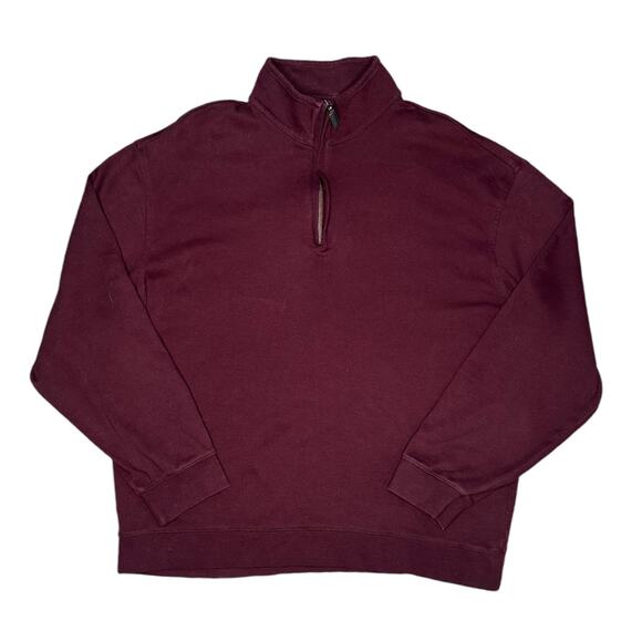 Roundtree & Yorke Men's XL Burgundy Quarter-Zip Pullover Sweater - Picture 1 of 6